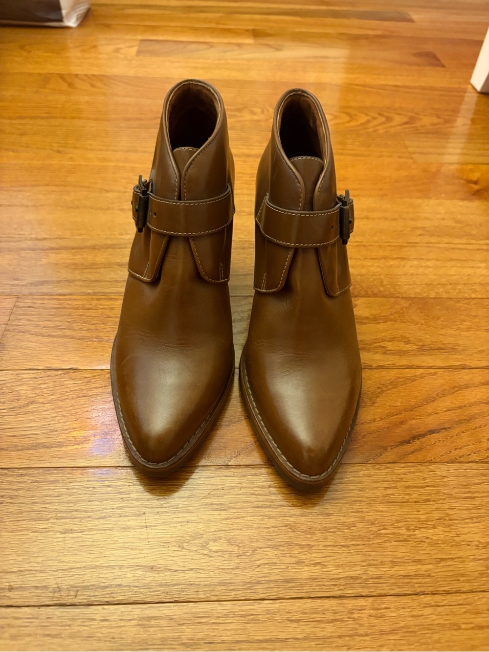 Cole Hann Women’s Brown Leather Ankle Boots with Side Buckle